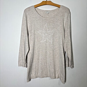 Talbots Lightweight Coastal Starfish Sweater Size XL Beachy Relaxed Resort